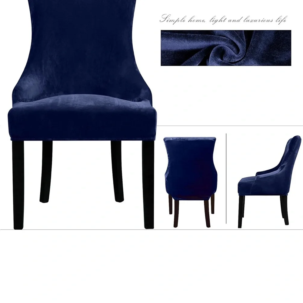 Velvet Stretch Wingback Chair Cover Slipcover - Reusable Protector Cover